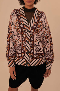 Cardigan Glam Tapestry - Bordeaux & rose