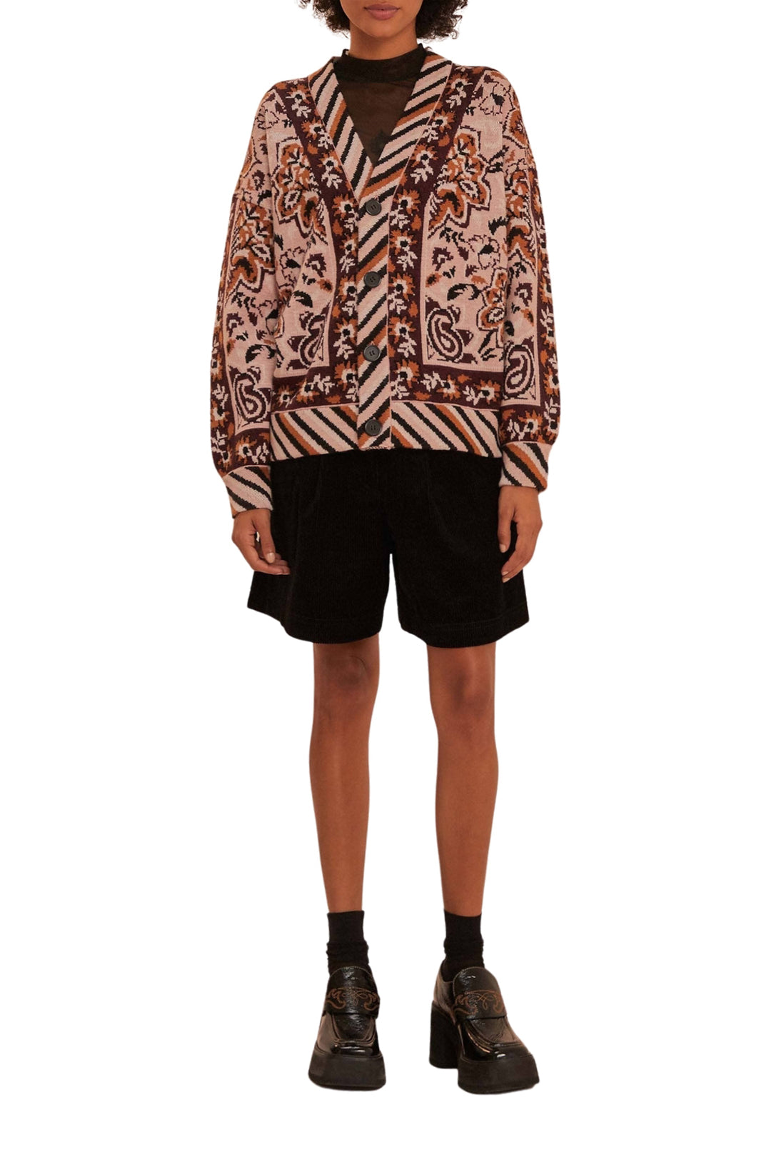 Cardigan Glam Tapestry - Bordeaux & rose