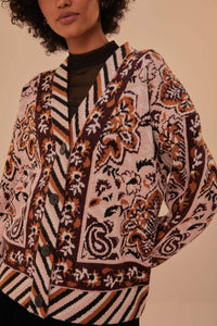 Cardigan Glam Tapestry - Bordeaux & rose