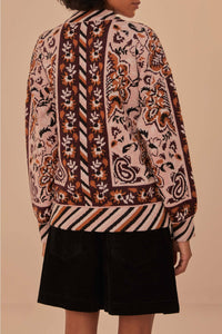Cardigan Glam Tapestry - Bordeaux & rose