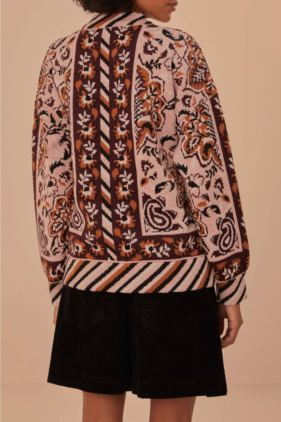 Cardigan Glam Tapestry - Bordeaux & rose