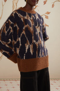 Pull à imprimé Léopard en maille - Marron