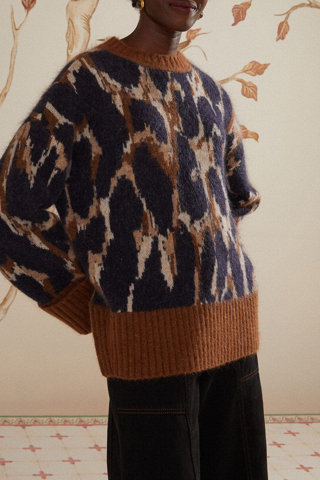 Pull à imprimé Léopard en maille - Marron