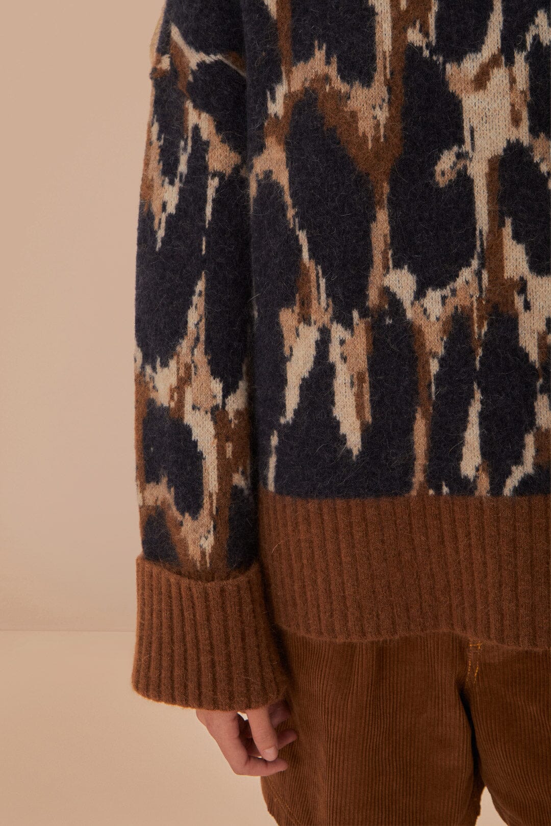 Pull à imprimé Léopard en maille - Marron