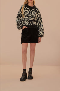 Pull à motif Ikat Ananas en maille - Noir