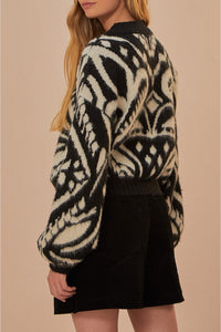 Pull à motif Ikat Ananas en maille - Noir