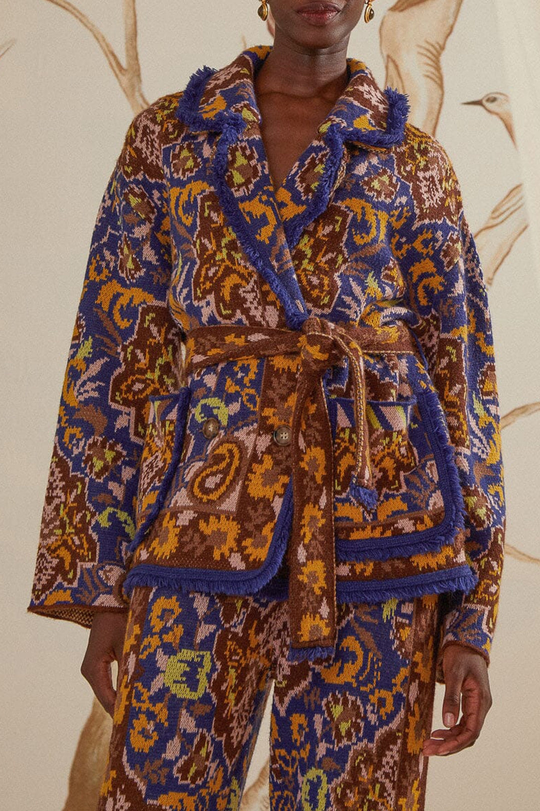 Blazer en maille tapisserie Glam - Bleu