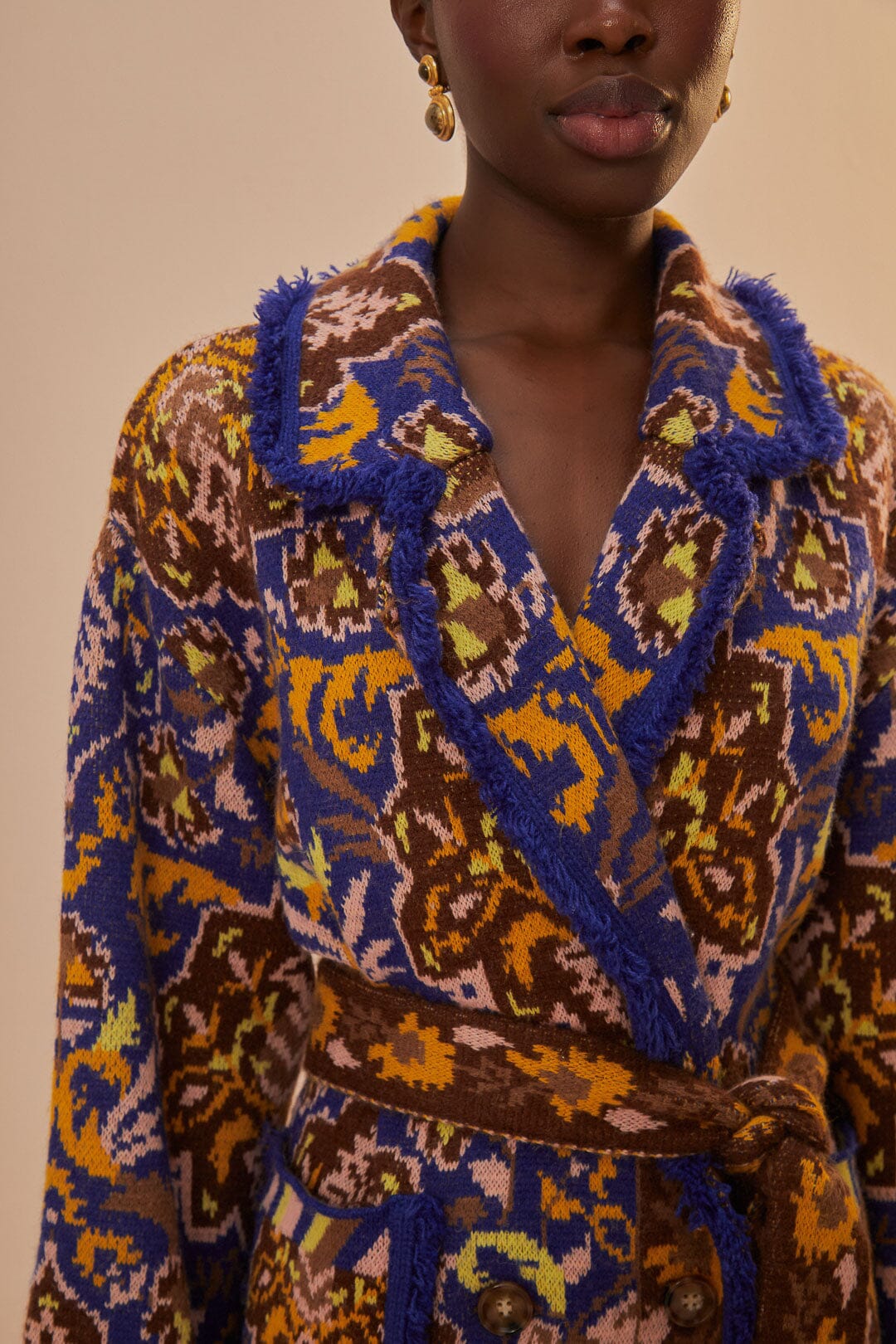 Blazer en maille tapisserie Glam - Bleu