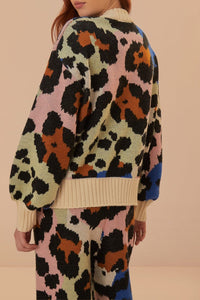 Pull en maille Léopard coloré - Noir