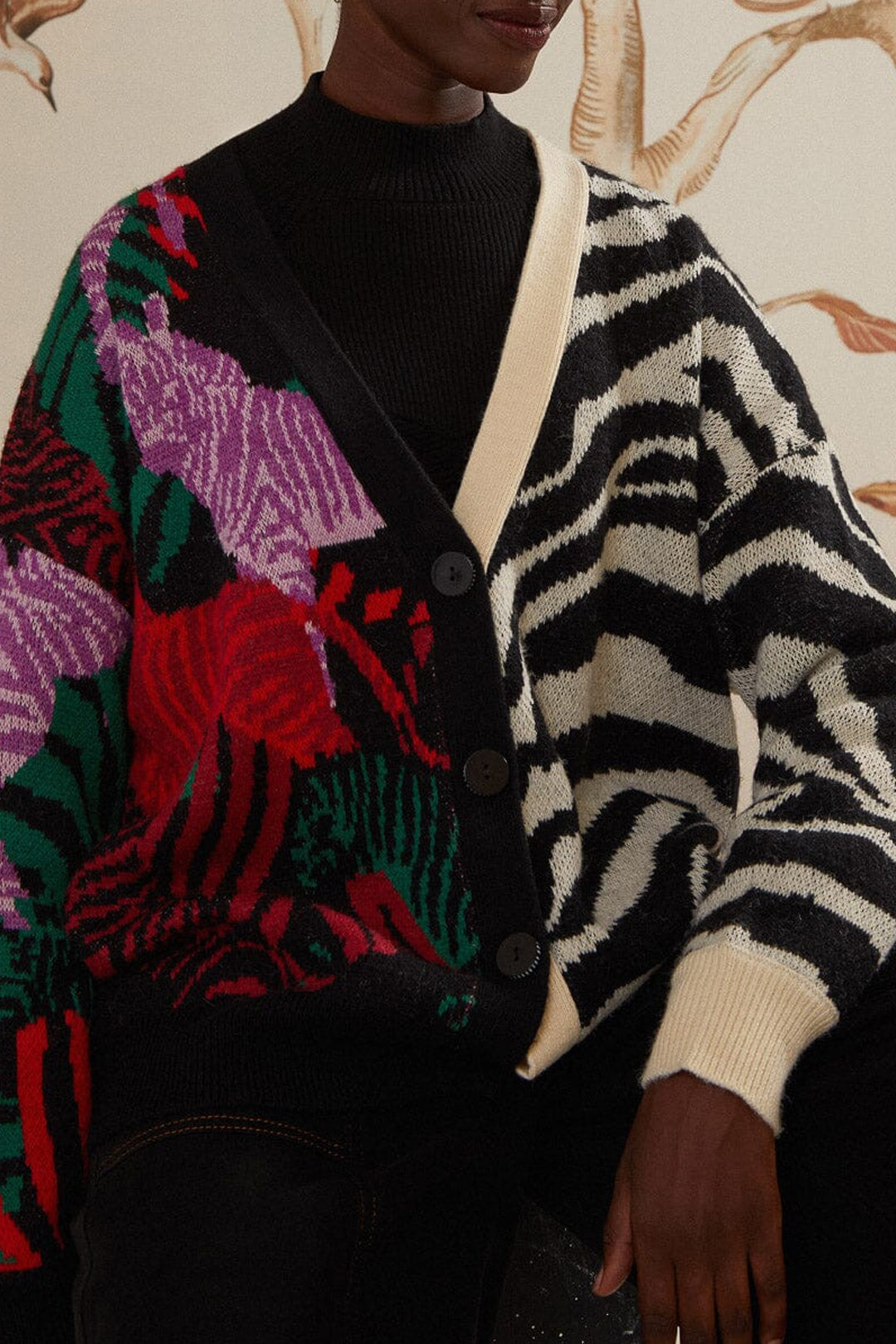 Cardigan Zebra en maille - Noir