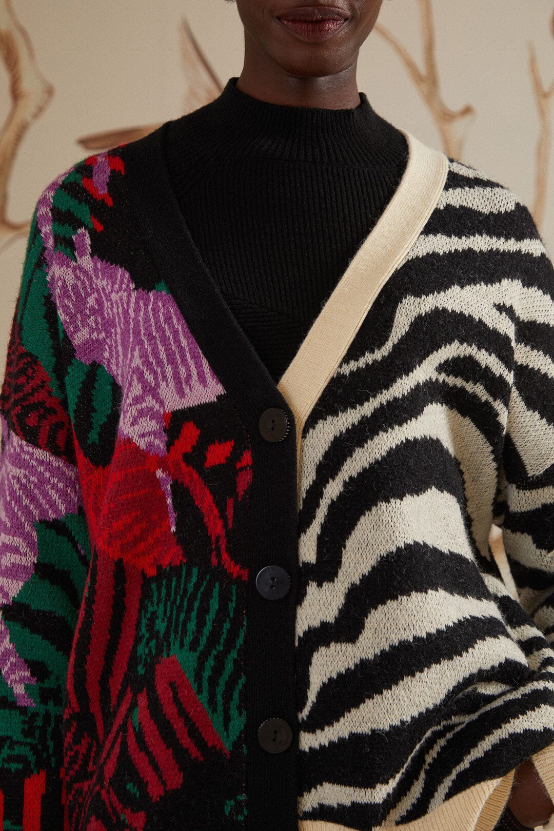 Cardigan Zebra en maille - Noir