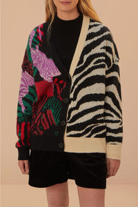 Cardigan Zebra en maille - Noir