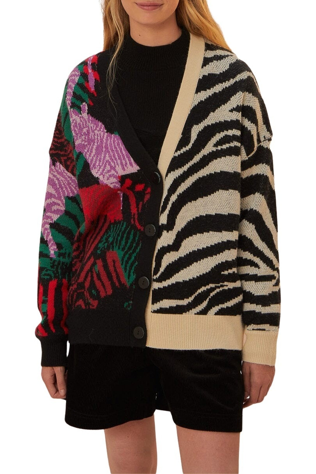 Cardigan Zebra en maille - Noir