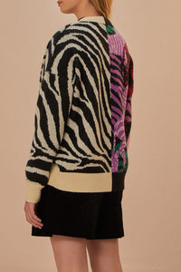 Cardigan Zebra en maille - Noir