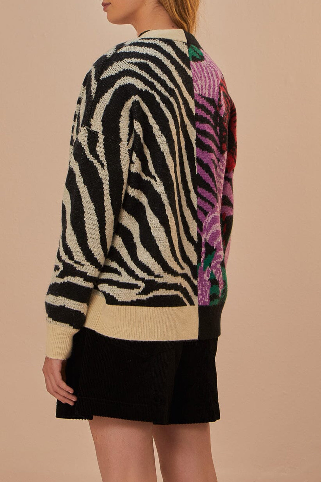 Cardigan Zebra en maille - Noir