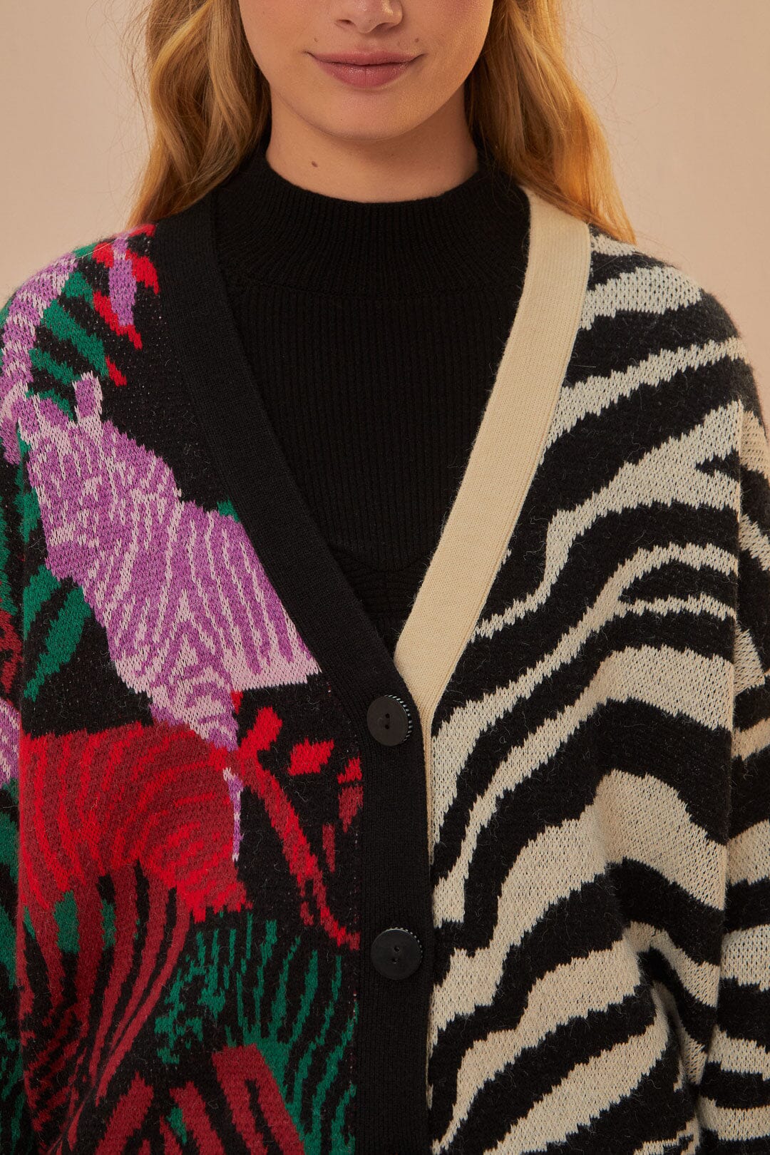 Cardigan Zebra en maille - Noir