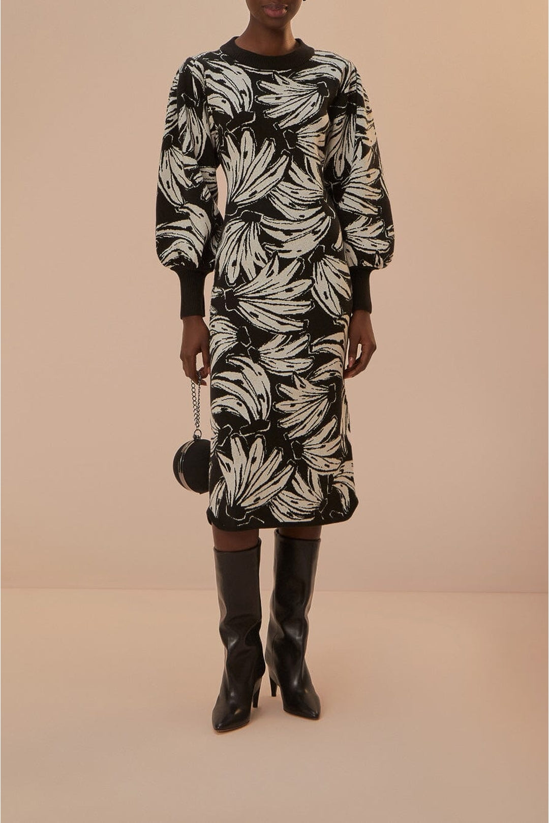 Robe midi Bossa Banana en maille - Noir
