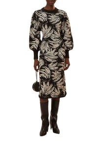 Robe midi Bossa Banana en maille - Noir