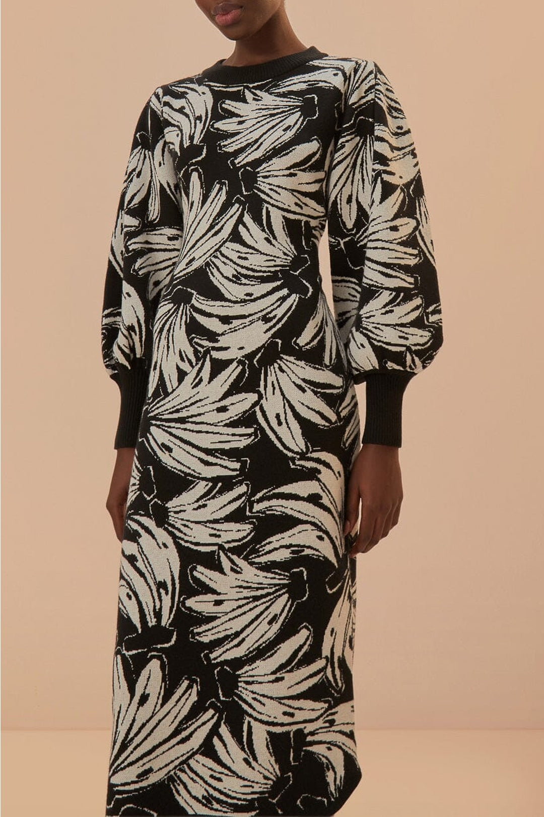 Robe midi Bossa Banana en maille - Noir