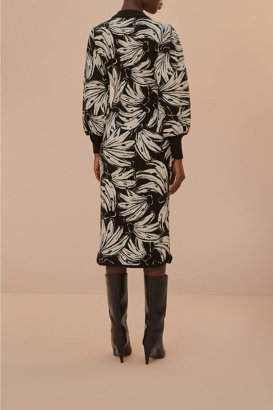 Robe midi Bossa Banana en maille - Noir