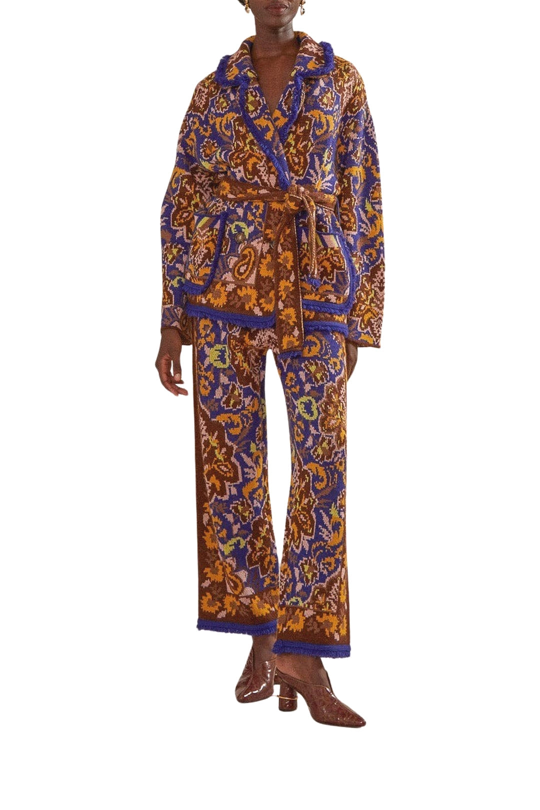 Pantalon en maille Glam Tapestry - Bleu