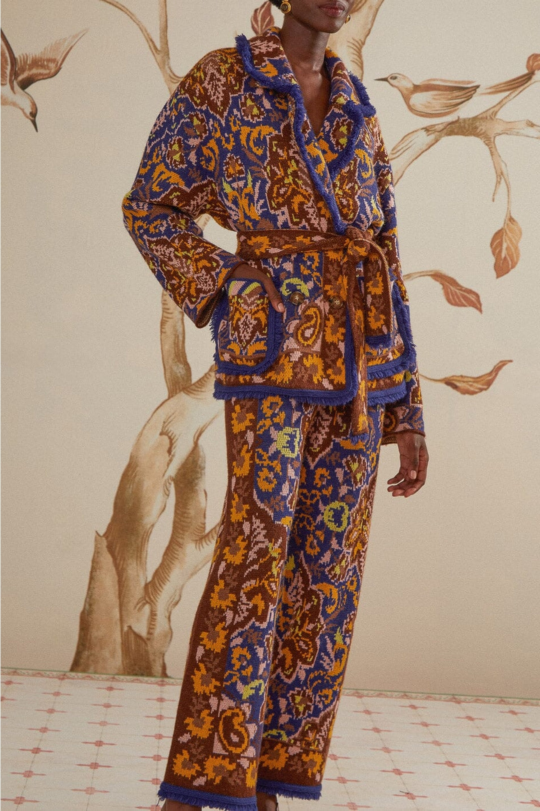 Pantalon en maille Glam Tapestry - Bleu