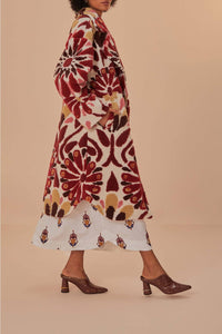 Manteau en polaire Ainika à fleurs en laine mélangée - Rouge