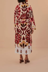Manteau en polaire Ainika à fleurs en laine mélangée - Rouge