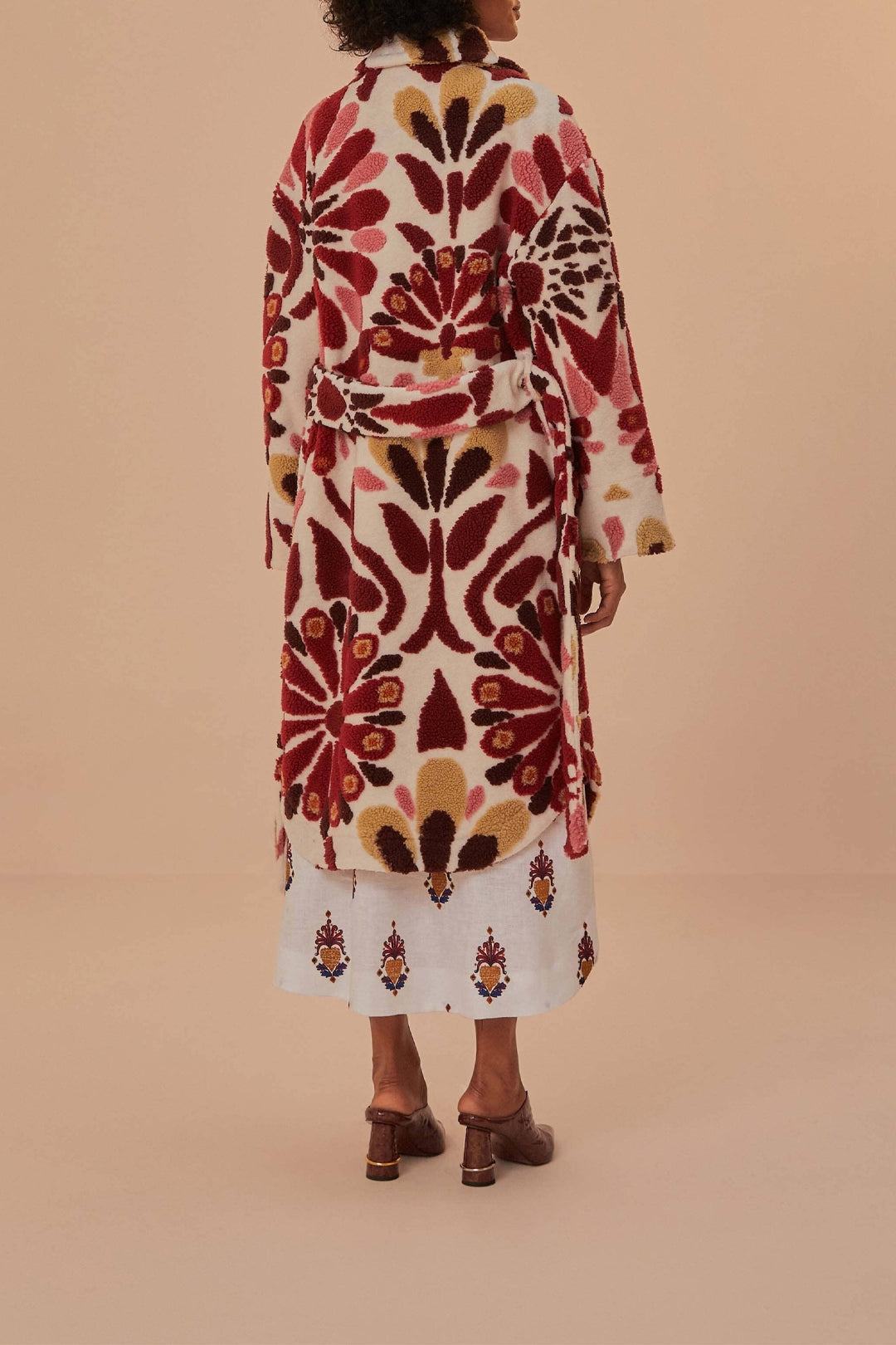 Manteau en polaire Ainika à fleurs en laine mélangée - Rouge