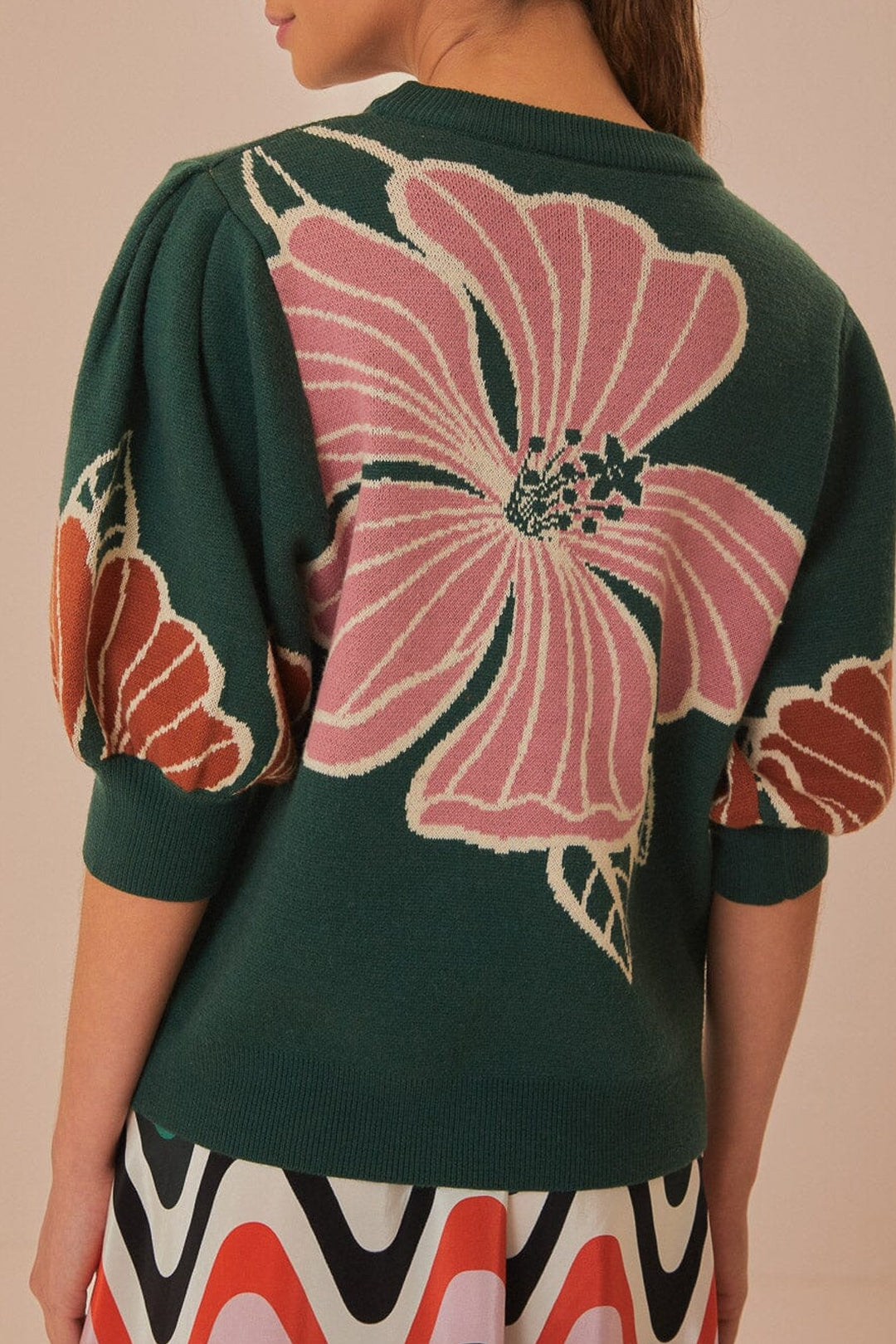 Pull à fleurs Honolulu en maille - Vert