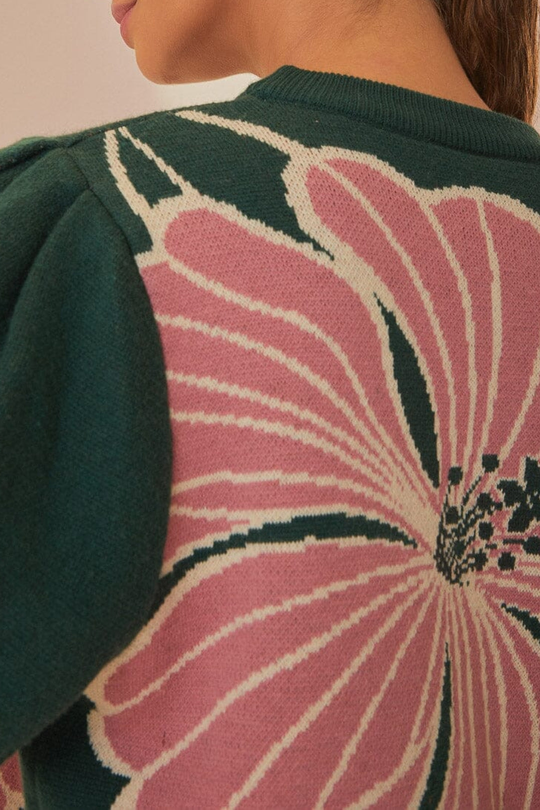 Pull à fleurs Honolulu en maille - Vert