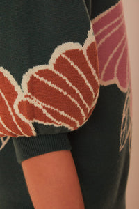 Pull à fleurs Honolulu en maille - Vert
