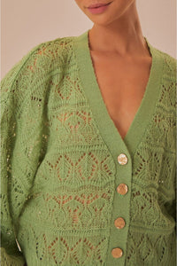 Cardigan texturée en maille - Vert