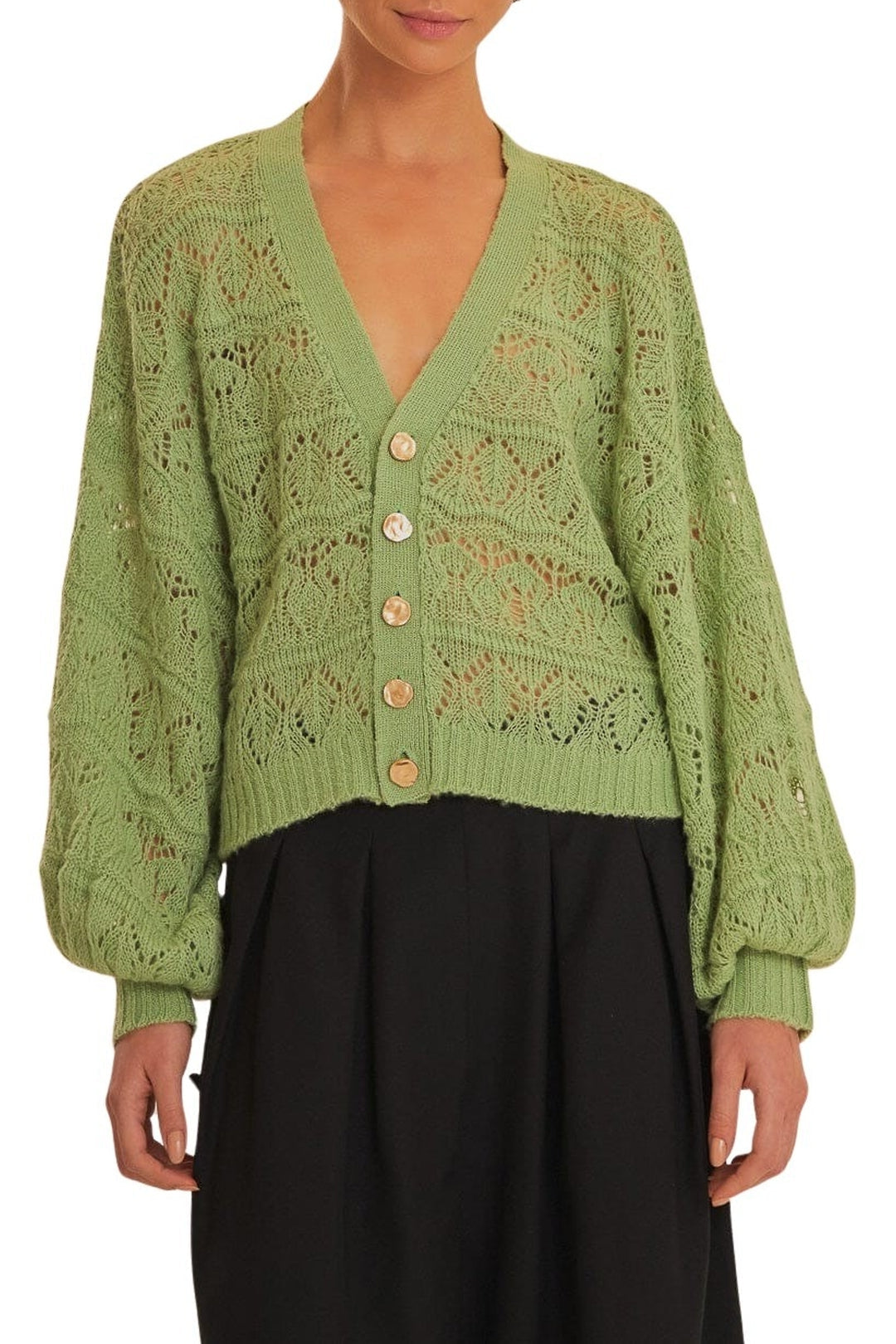 Cardigan texturée en maille - Vert