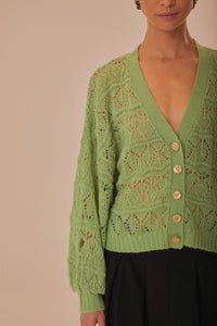 Cardigan texturée en maille - Vert