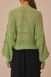 Cardigan texturée en maille - Vert