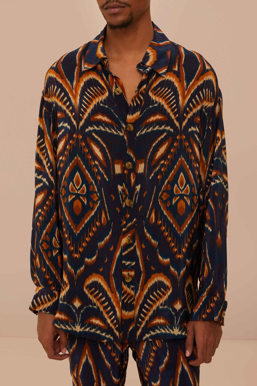 Chemise en maille Ikat Ananas - Bleu