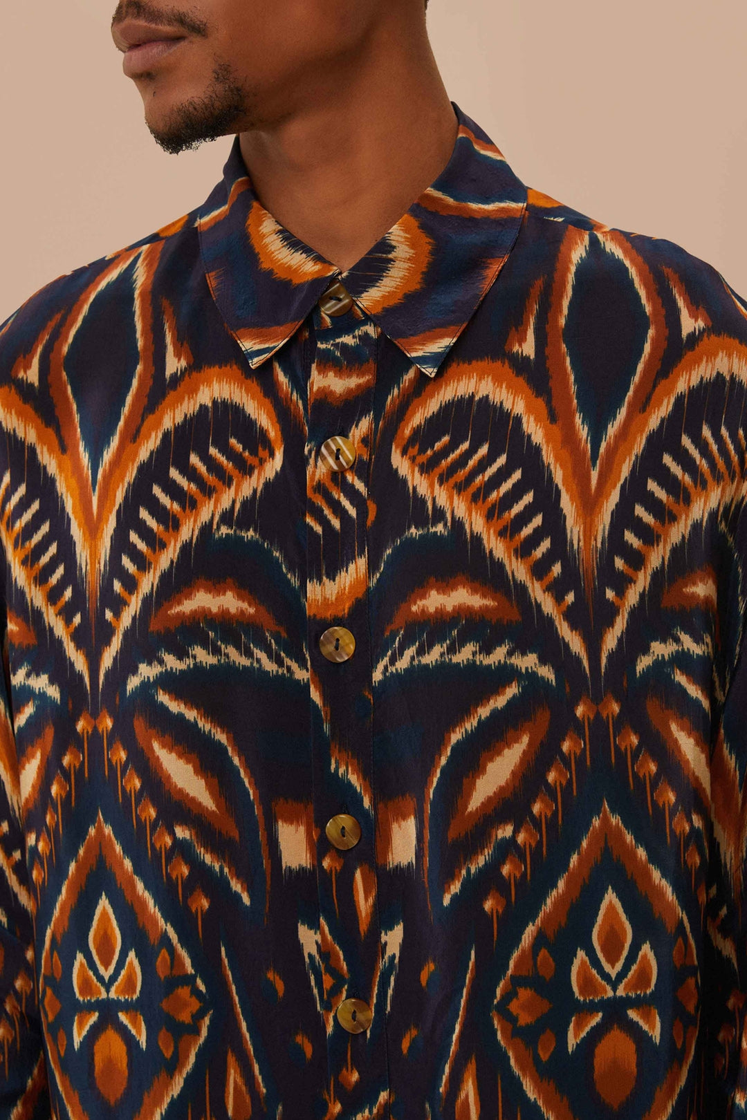 Chemise en maille Ikat Ananas - Bleu