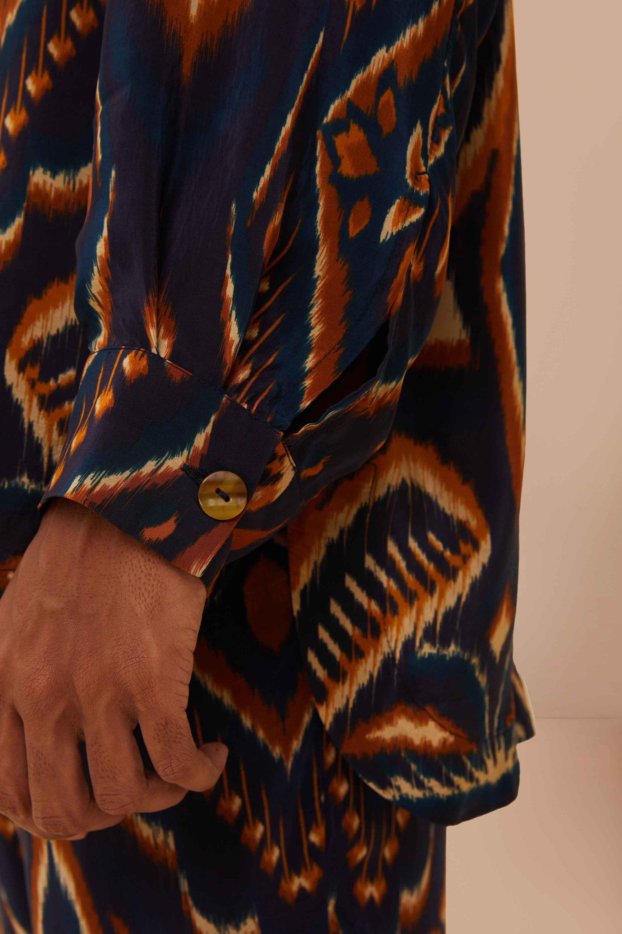 Chemise en maille Ikat Ananas - Bleu