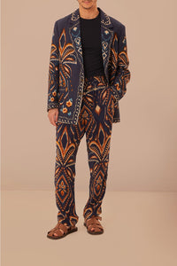 Pantalon Ikat Ananas en maille - Bleu