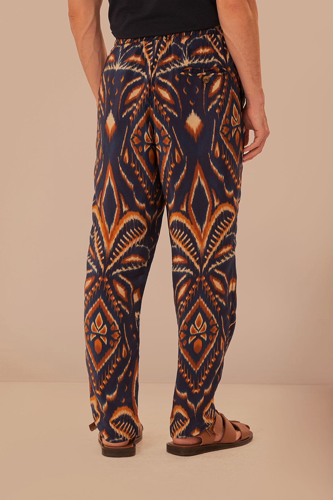 Pantalon Ikat Ananas en maille - Bleu
