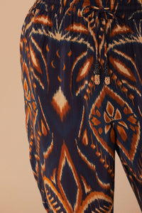 Pantalon Ikat Ananas en maille - Bleu