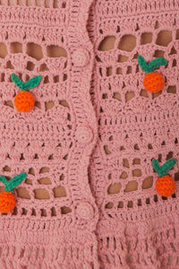 Cardigan en crochet en coton - Rose