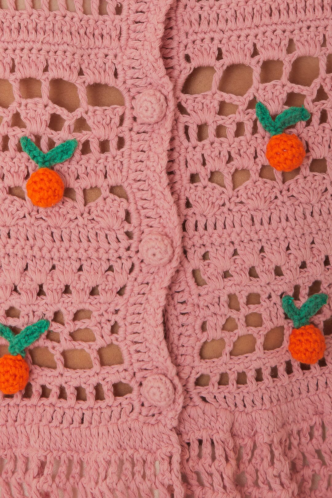Cardigan en crochet en coton - Rose