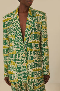 Blazer Banana Typography en coton - Vert