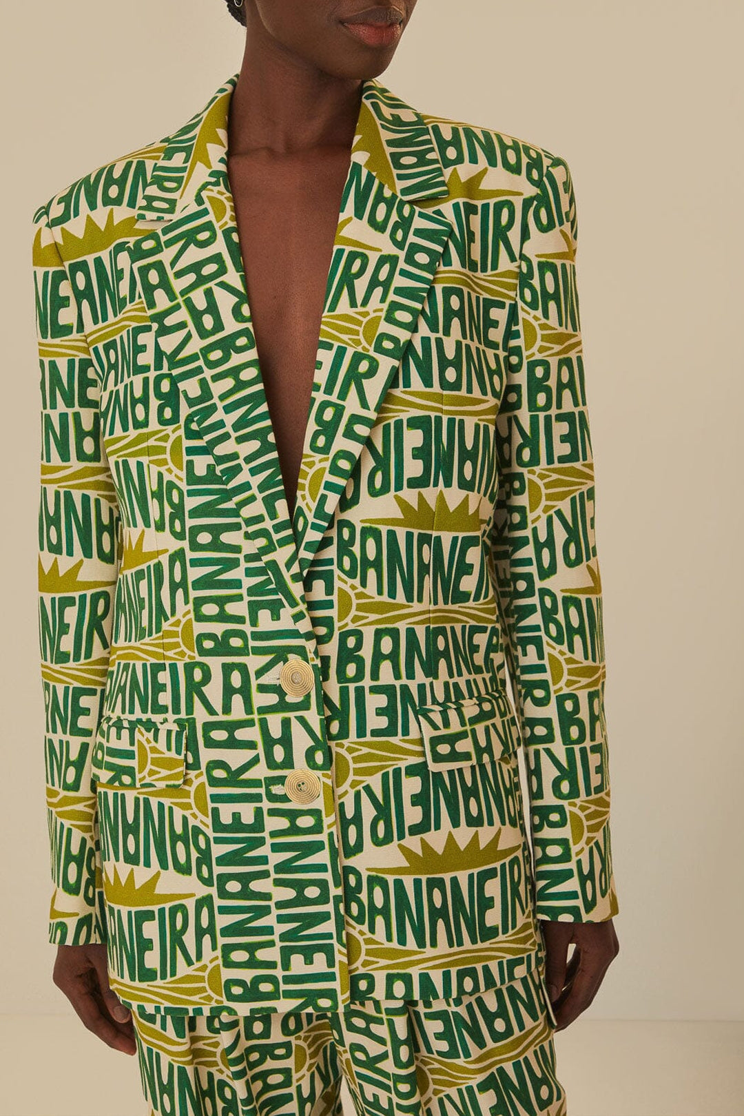 Blazer Banana Typography en coton - Vert