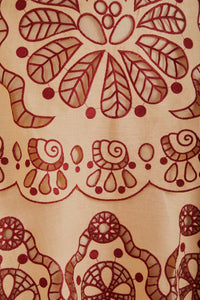 Jupe midi Richelieu en lin - Beige