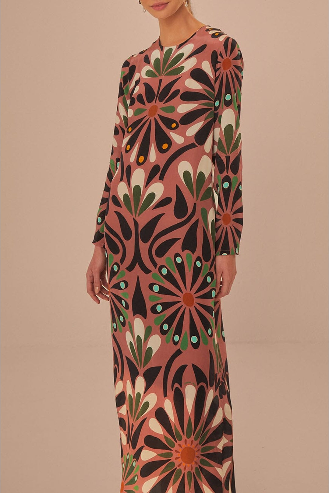 Robe longue à manches longues - Rose