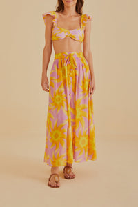Jupe longue Sunny Side en coton - Jaune