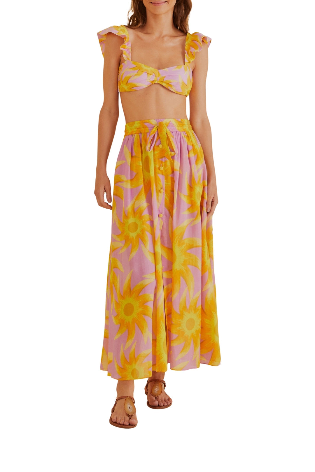 Jupe longue Sunny Side en coton - Jaune